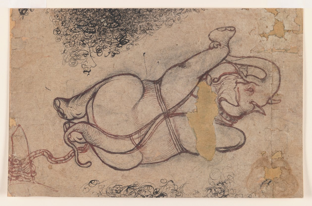 Elefant in Ketten, ca. 1780 von Indian School