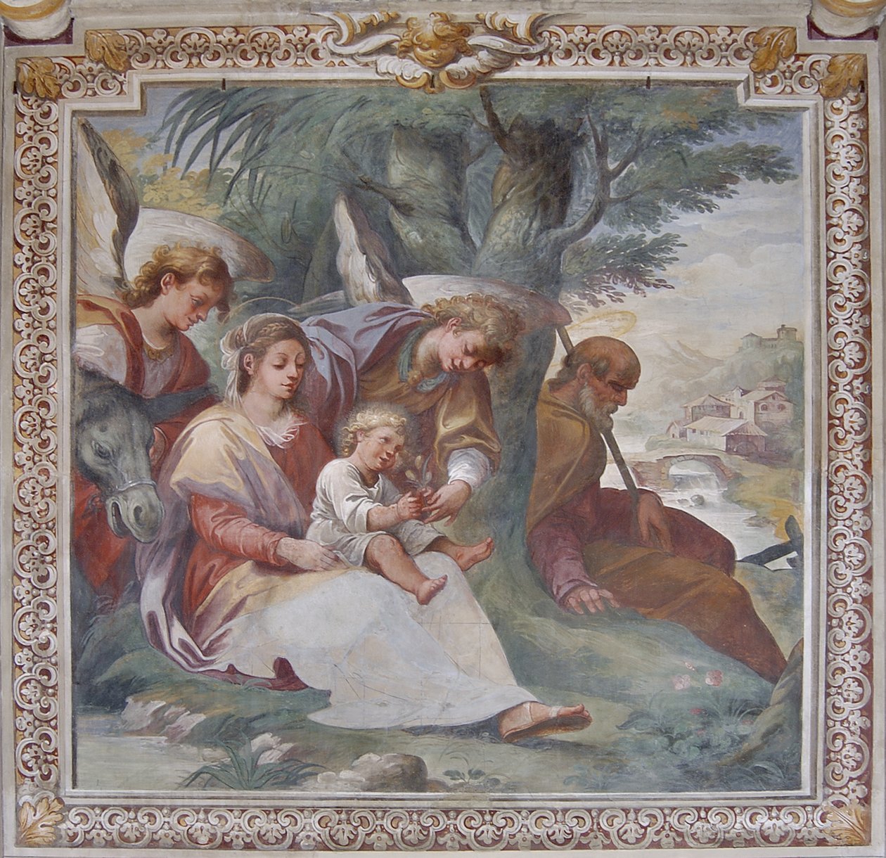 Ruhe auf der Flucht nach Ägypten, Kapelle von Santa Margherita von Italian School