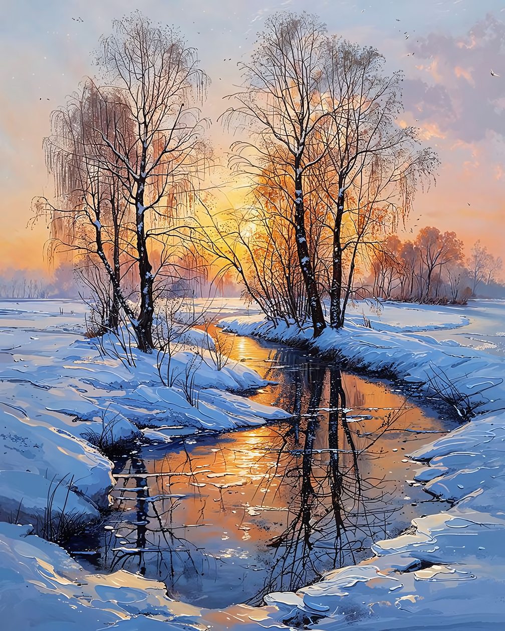 Ein See im Winter bei Sonnenuntergang von F. Abderrahim