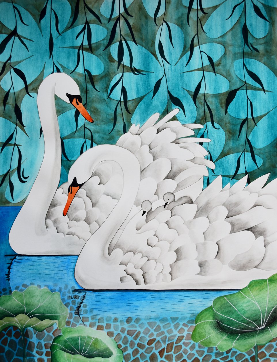 Schwanfamilie von Marys Watercolors