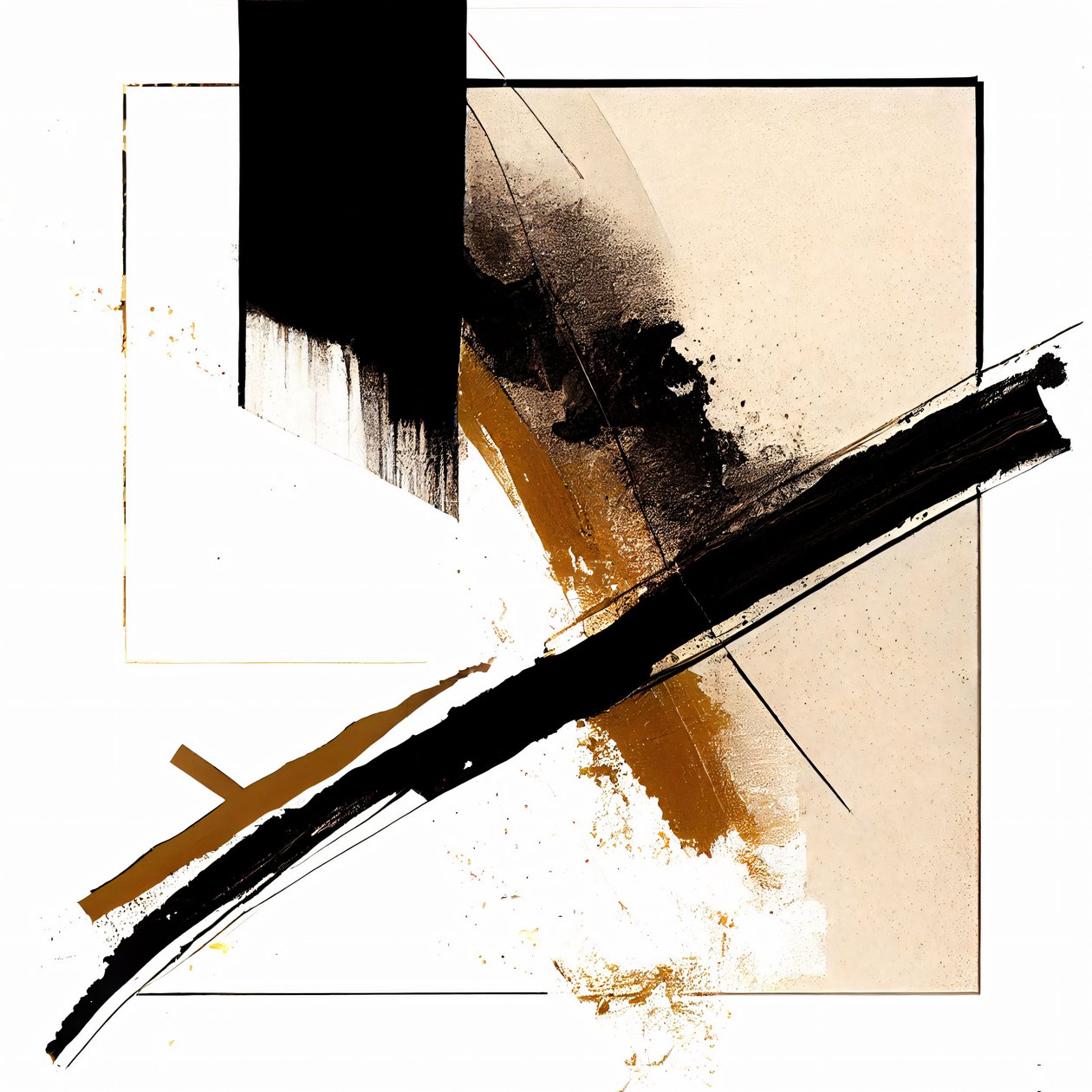 Schwarz  Beige Diagonale Striche Wandkunst, Leinwanddruck auf Anfrage von F. Abderrahim
