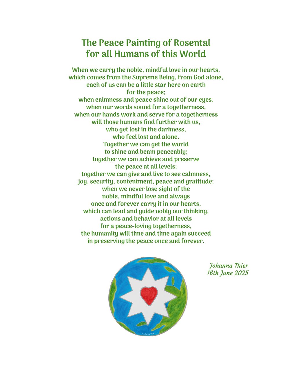 The Peace Painting of Rosental for all Humans of this World von Johanna Thier