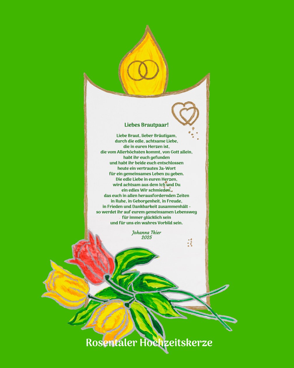 Rosentaler Hochzeitskerze von Johanna Thier