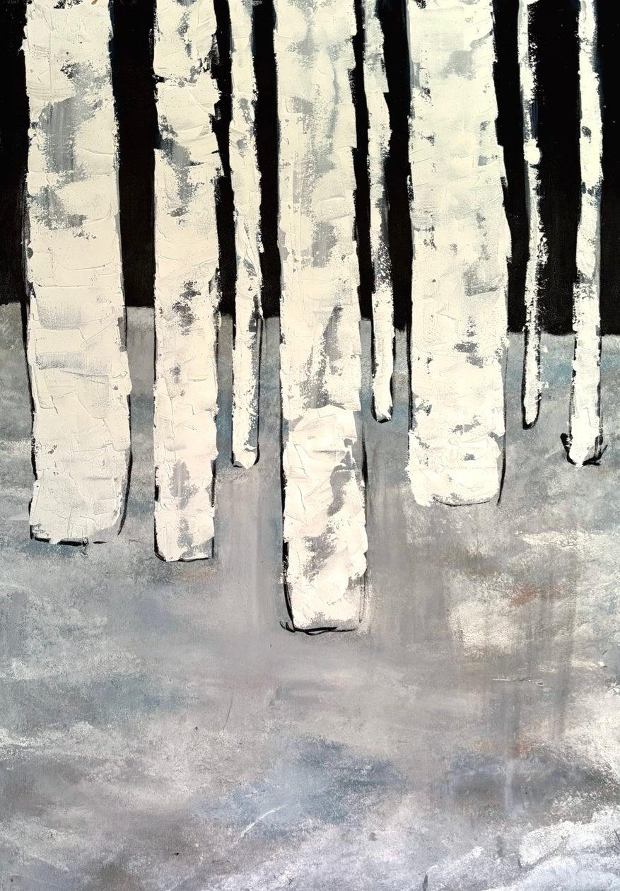 Birken in der Nacht von HILI ART Tetiana Brzozowski