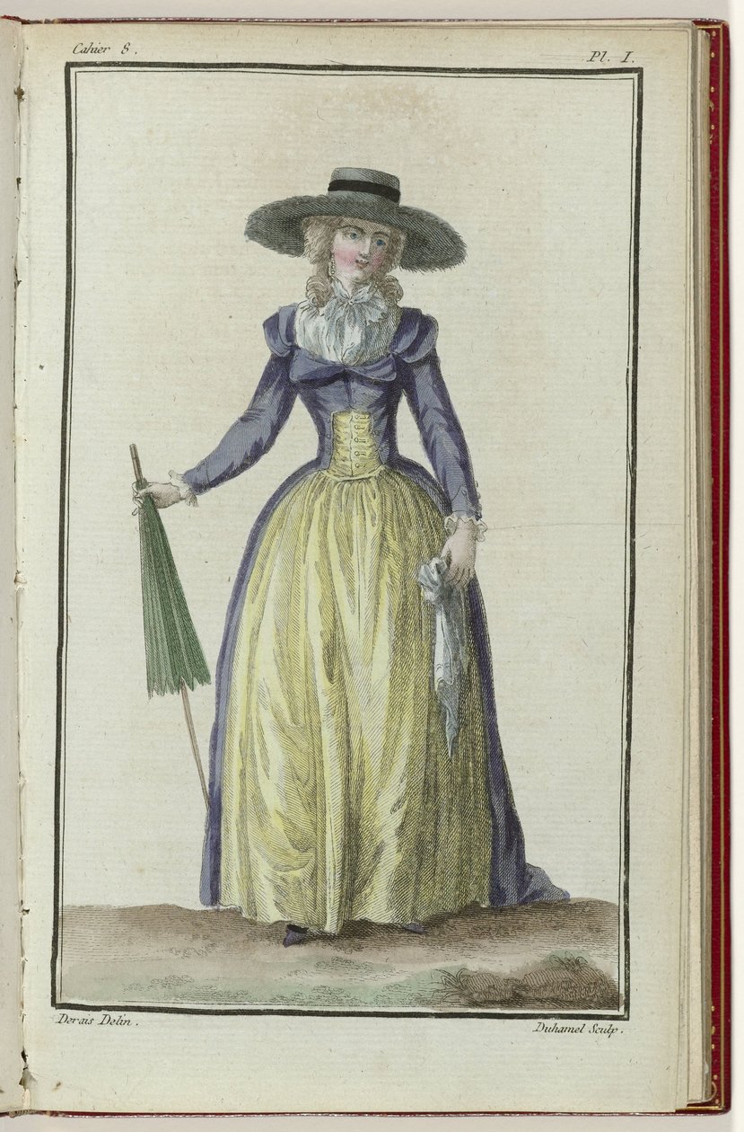 Cabinet des Modes ou les Modes Nouvelles, 1. März 1786, 8. Heft, Tafel I von A.B. Duhamel