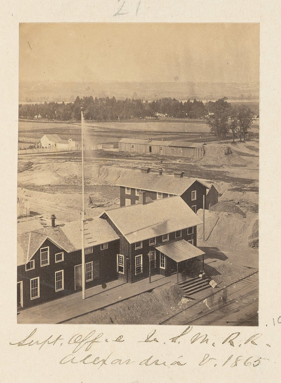 Büro des Superintendenten, United States Military Railroad, Alexandria, Virginia von A.J. Russell