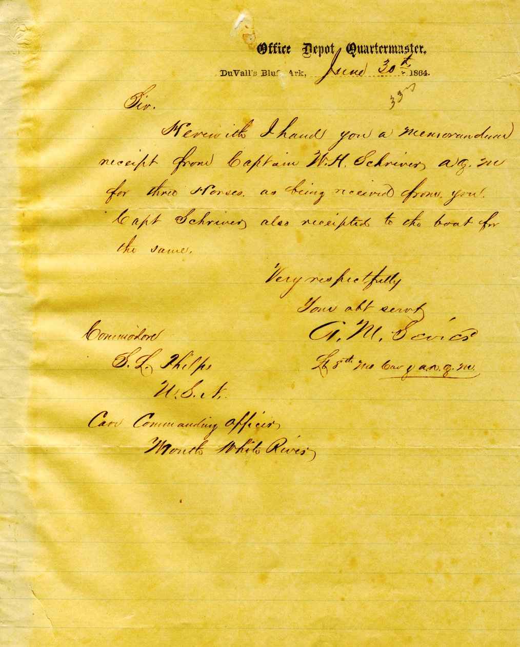 Brief von A. M. Sevier, Duvall