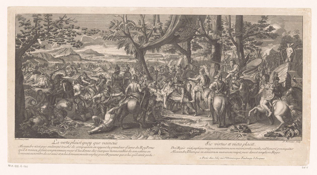 Besiegter König Porus vor Alexander dem Großen (Serientitel: Schlachten von Alexander dem Großen) von A. Bormans