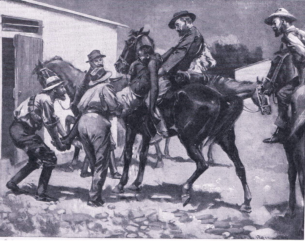 Esaus Fluchtversuch, aus After Pretoria: Der Guerillakrieg veröffentlicht von Harmsworth Bros Limited, 1901 von A. C. Ball