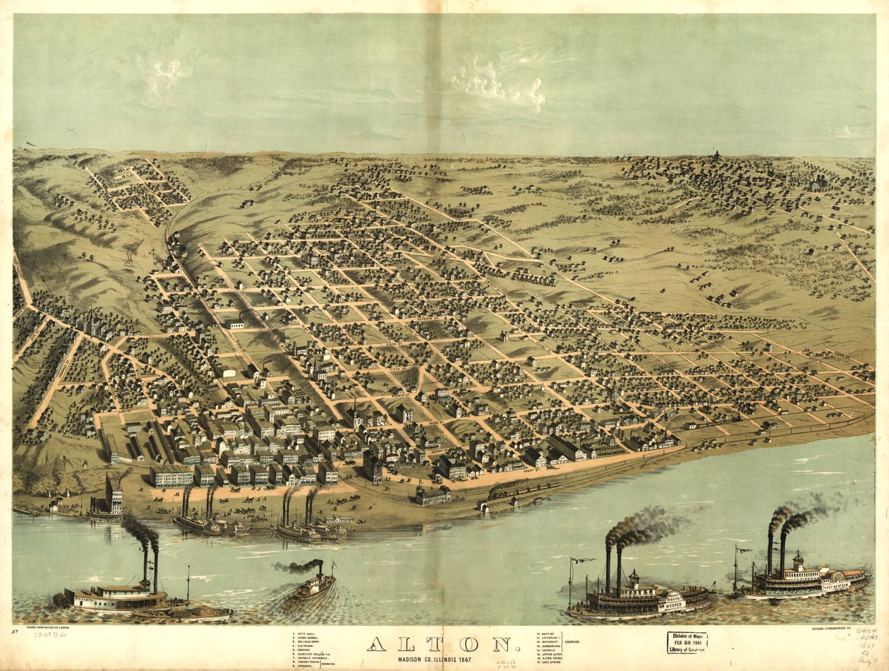 Alton, Madison Co., Illinois 1867. LOC 73693340 von A.; Chicago Lithographing Co. Ruger