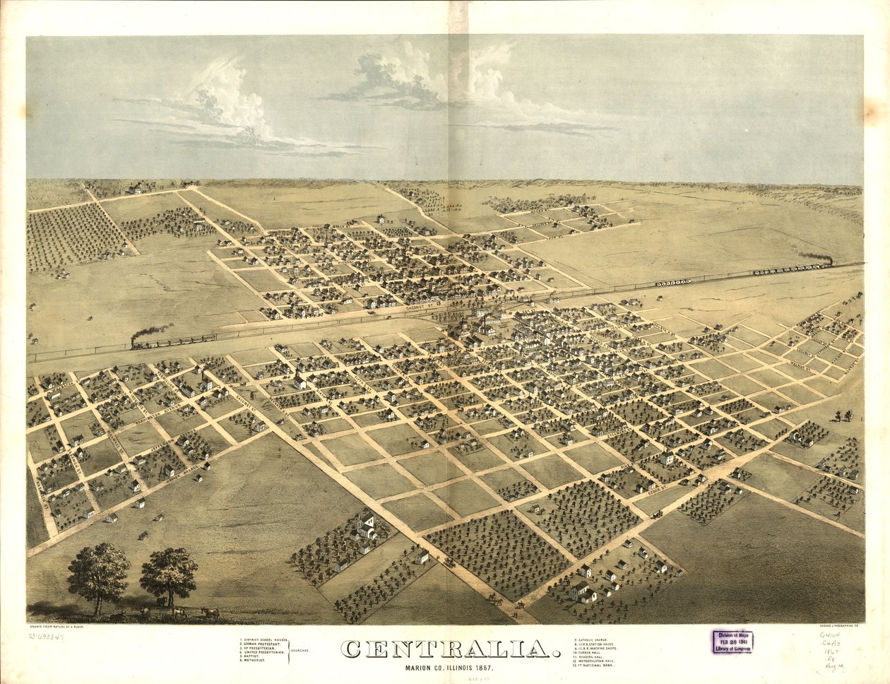 Centralia, Marion Co., Illinois 1867 von A.; Chicago Lithographing Co. Ruger