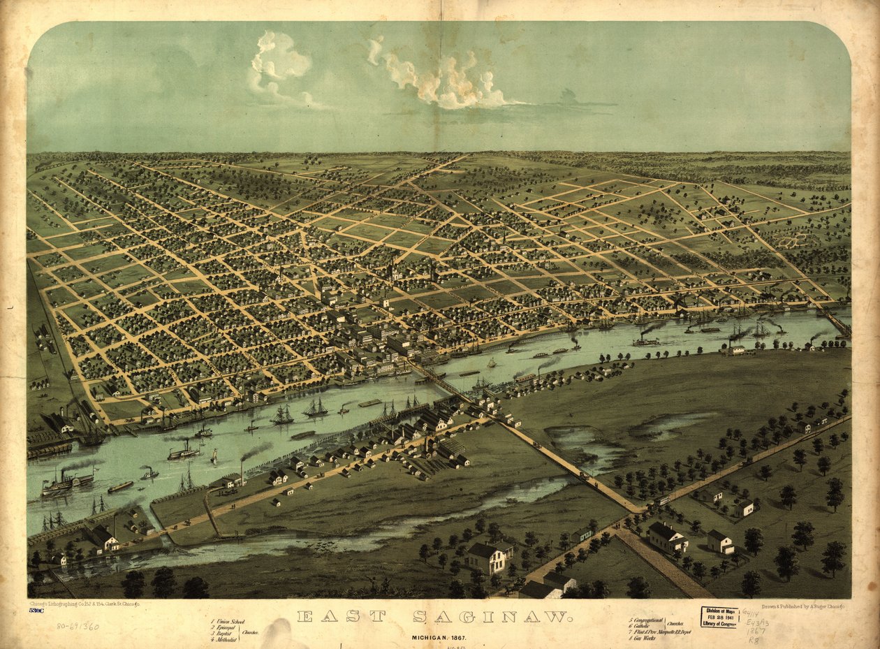 East Saginaw, Michigan, 1867 von A.; Chicago Lithographing Co. Ruger