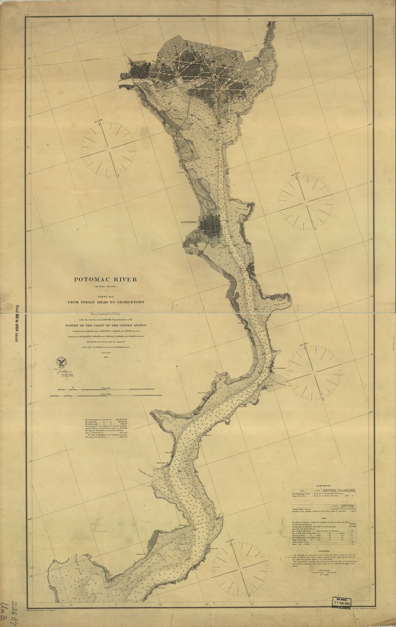 Potomac River (in vier Blättern): Blatt Nr. 4, von Indian Head bis Georgetown von A. D. United States Coast Survey; Bache