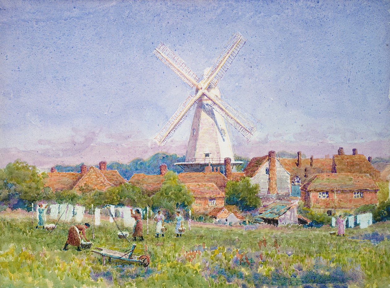 Frauen beim Wäscheaufhängen, Cranbrook Mill, Kent von A. Foord Hughes