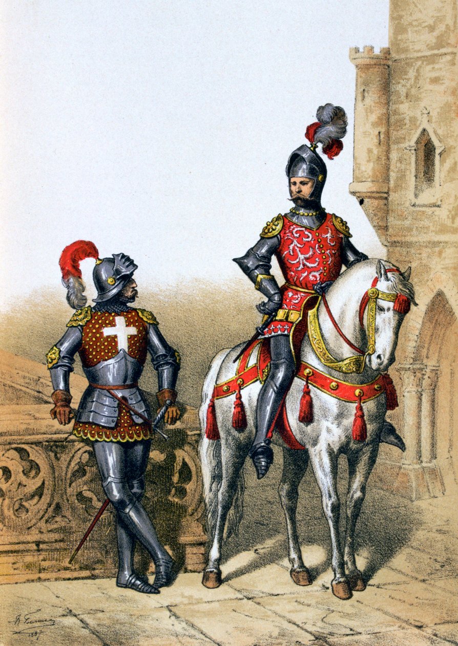 Hauptmann der Bogenschützen in Paris und ein Kavalier, 15. Jahrhundert, 1887 von A. Lemercier
