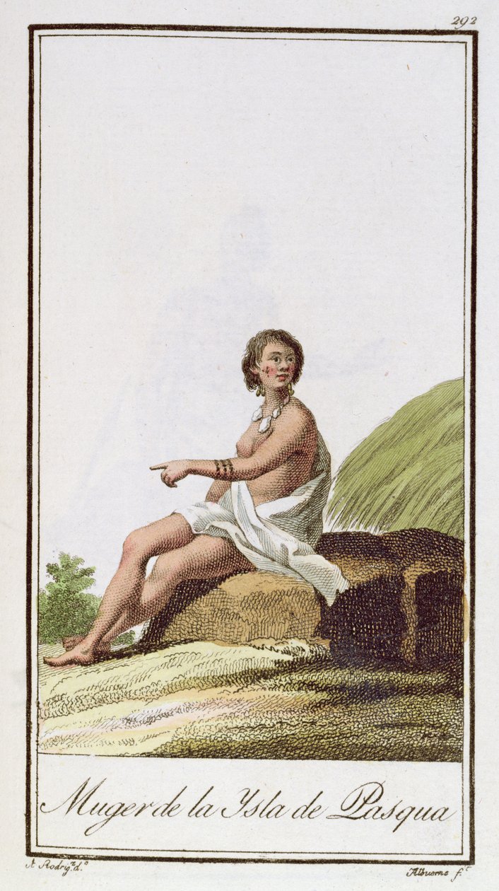 Eine Frau von der Osterinsel, graviert von Albuerne, 1799 von A. Rodriguez