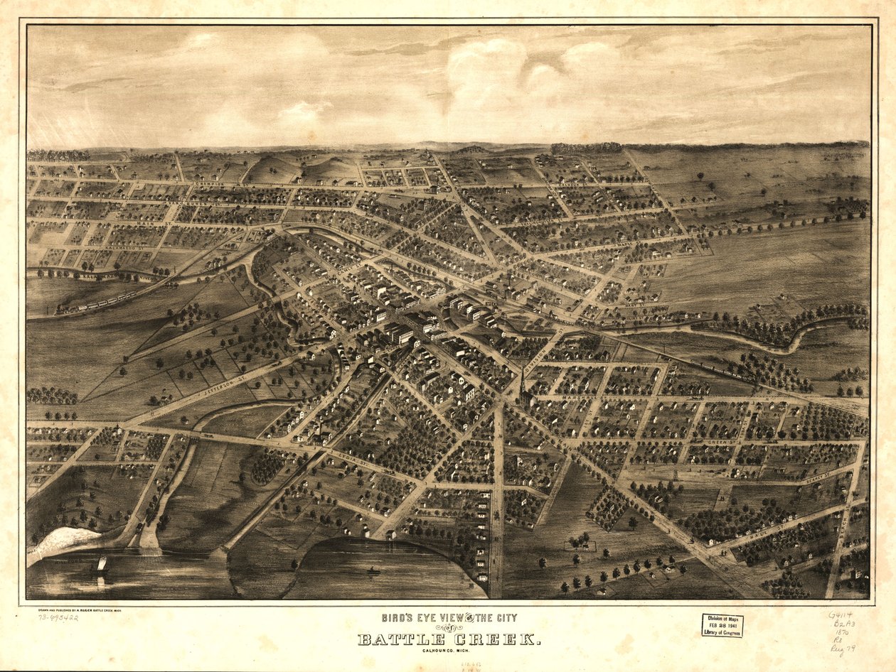 Vogelperspektive der Stadt Battle Creek, Calhoun Co., Michigan von A. Ruger