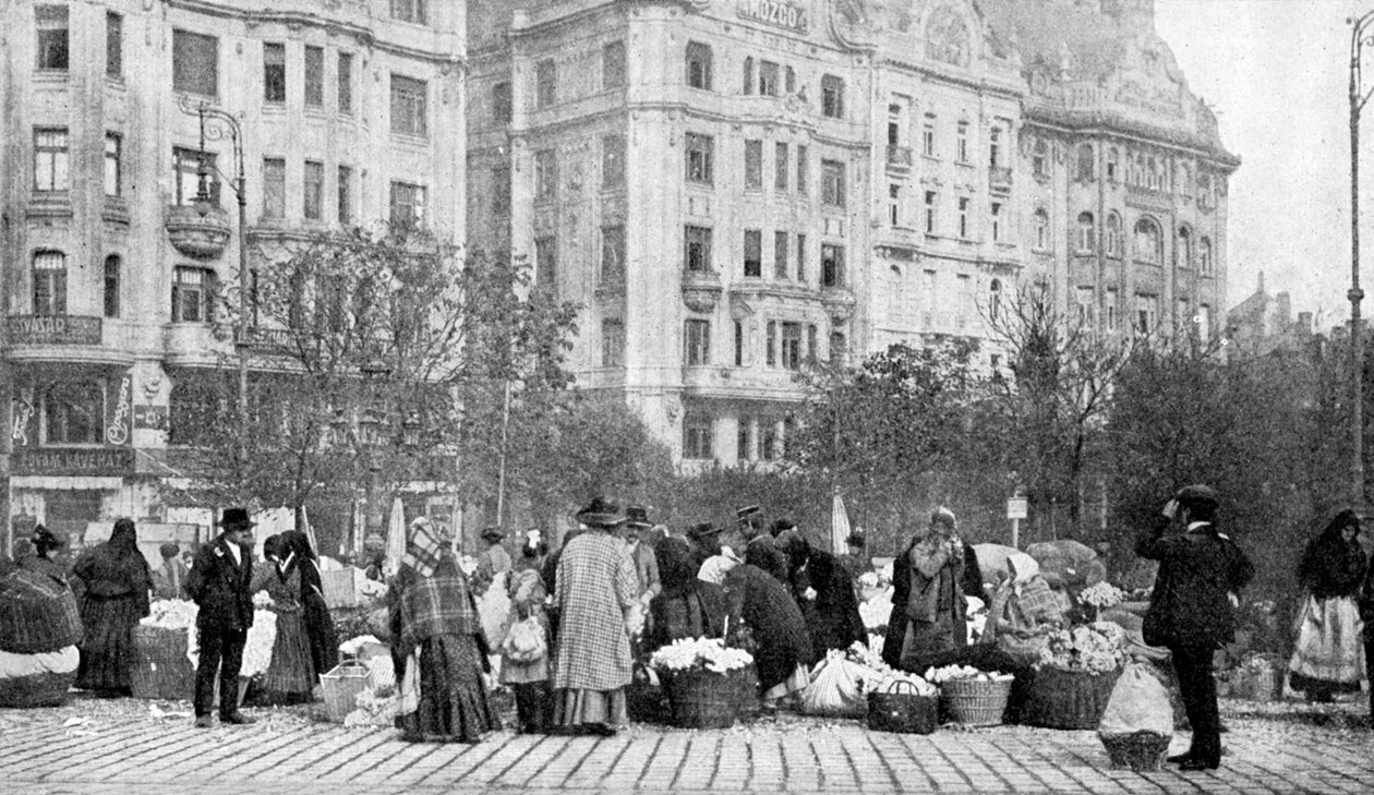 Großer Blumenmarkt, Budapest, Ungarn, 1922 von A. W. Cutler