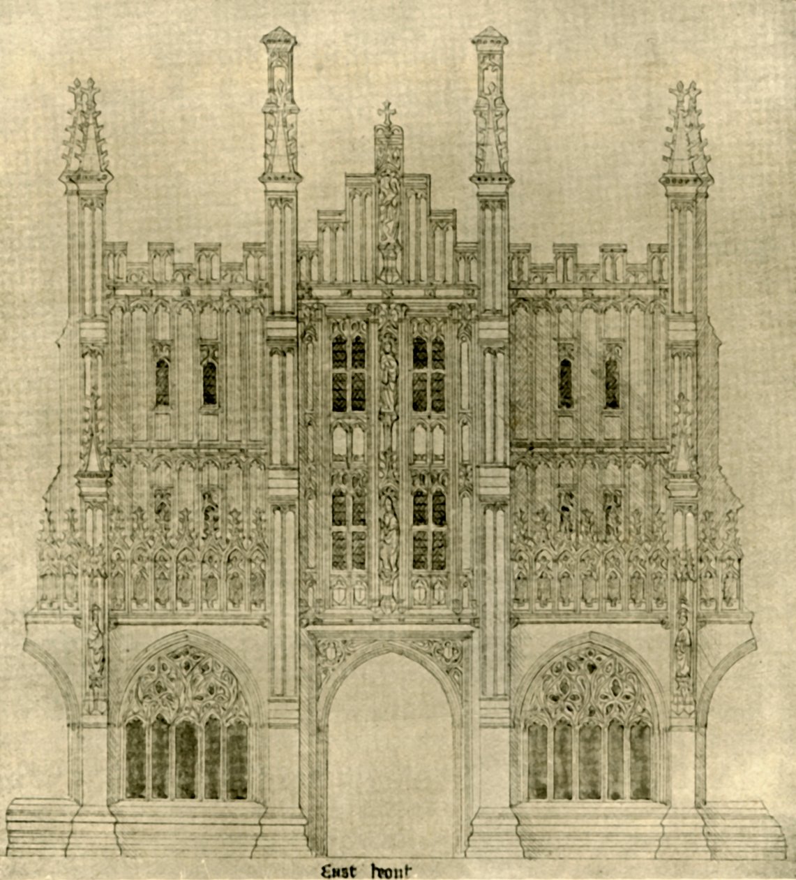 Architektonische Zeichnung: Ostfront, 1833-1834, 1906 von A. W. N. Pugin