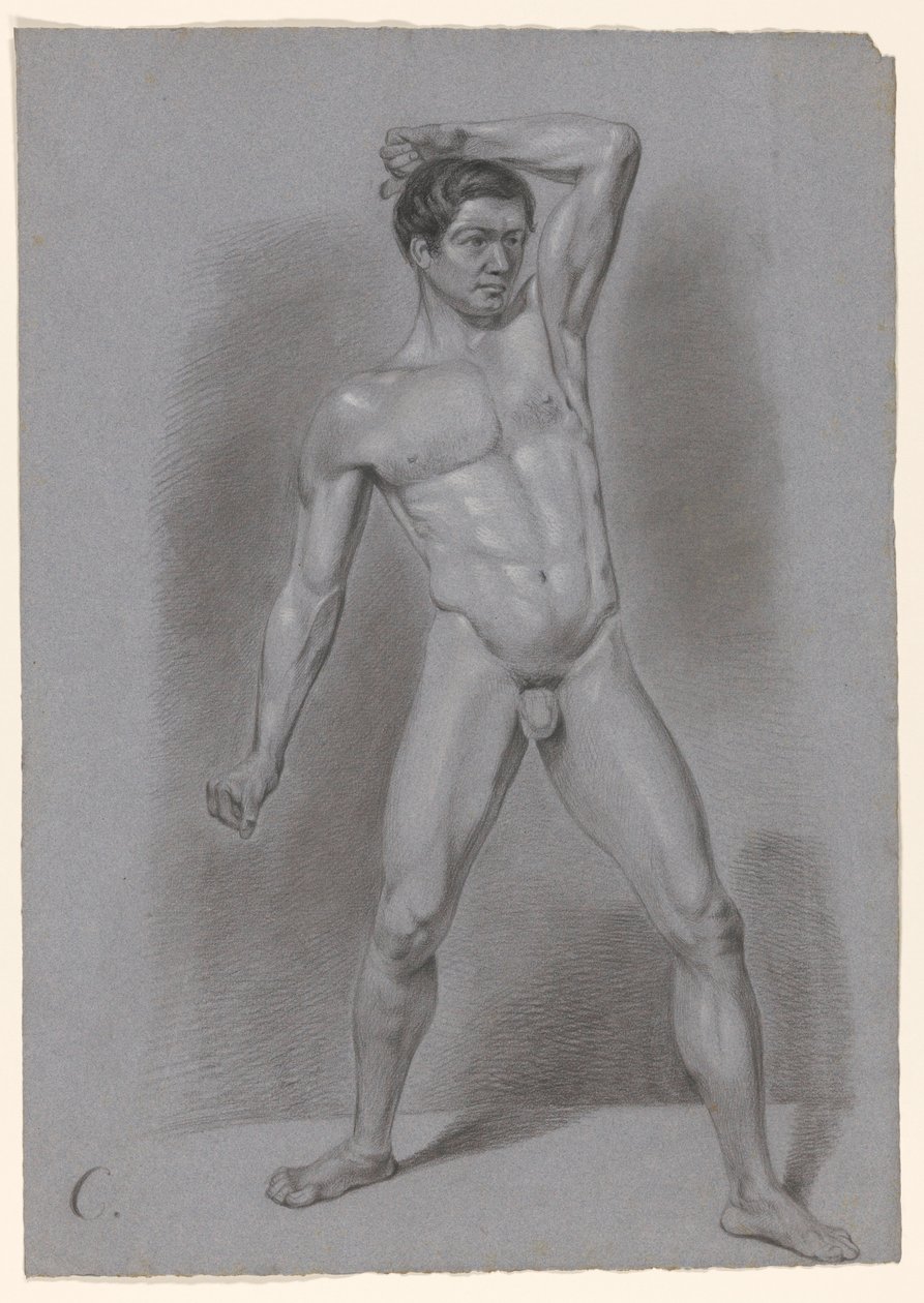 Stehender männlicher Akt, von vorne gesehen von A. Waterloo (attributed to)