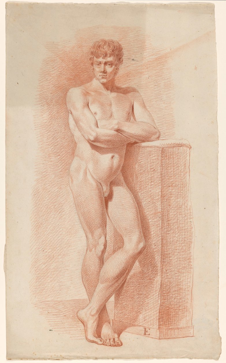 Stehender männlicher Akt, von vorne gesehen von A. Waterloo (attributed to)