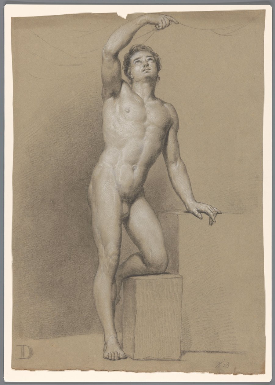 Stehender männlicher Akt, von vorne gesehen von A. Waterloo (attributed to)