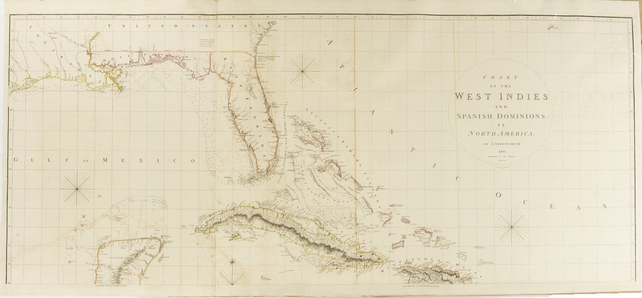 Karte der Westindischen Inseln und spanischen Herrschaftsgebiete in Nordamerika von Aaron Arrowsmith