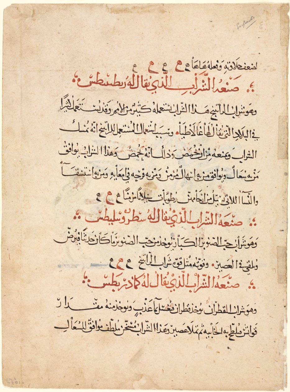 Textseite aus einer Materia Medica von Dioscorides, um 1224 von Abdallah ibn al Fadl