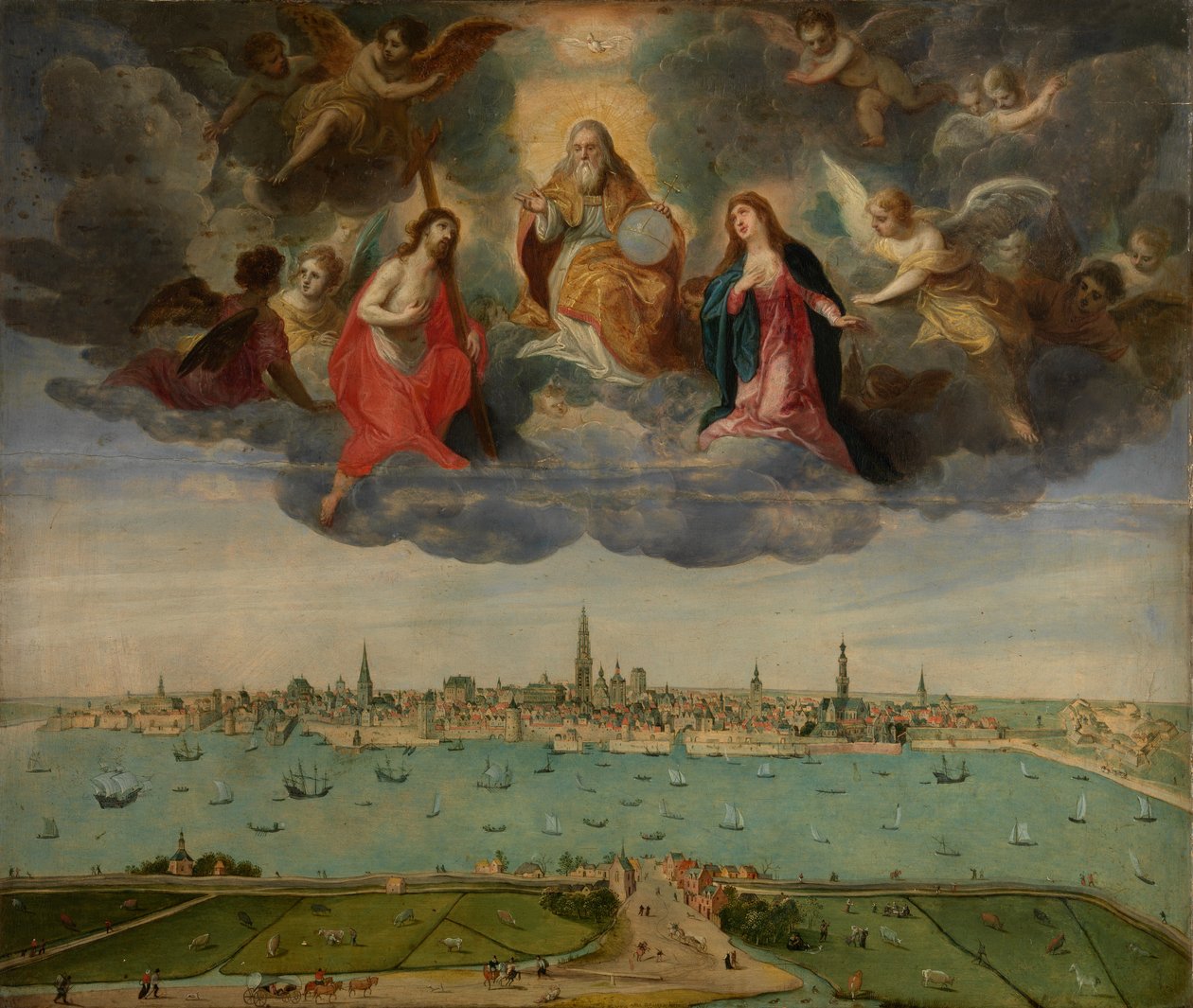 Antwerpen und das Vlaams Hoofd im Jahr 1600 von Abel Grimmer or Grimer