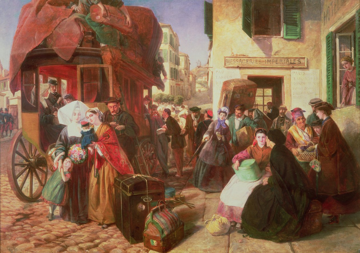 Die Abfahrt einer Diligence aus Biarritz, 1862 von Abraham Solomon