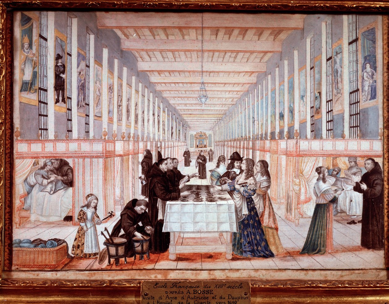 Besuch von Anna von Österreich im Krankenhaus der Barmherzigen Schwestern mit dem Delfin (später Ludwig IV.) von Abraham (after) Bosse