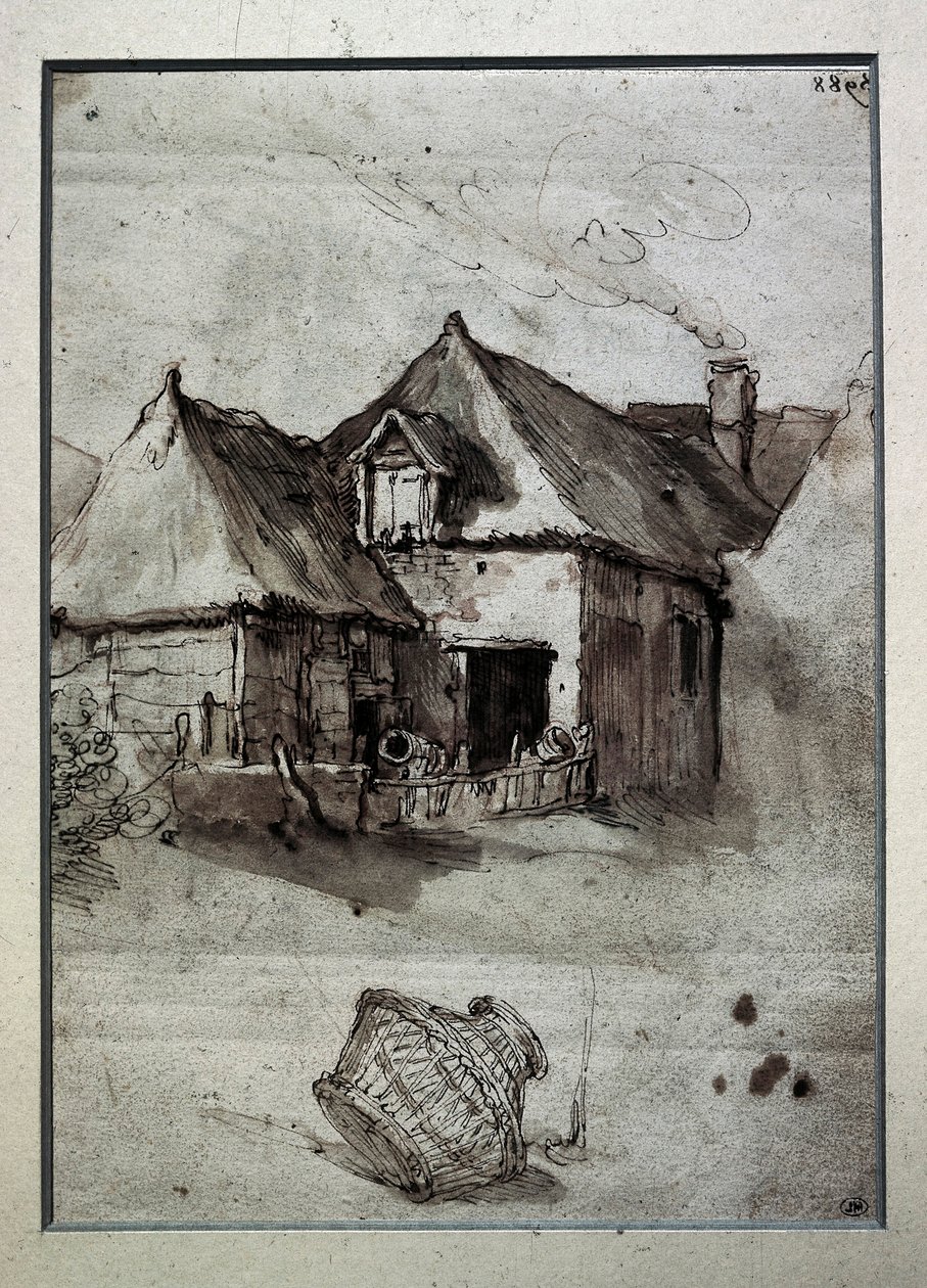 Hütte mit Weidenkorb, späte 16. bis frühe 17. Jahrhundert von Abraham Bloemaert