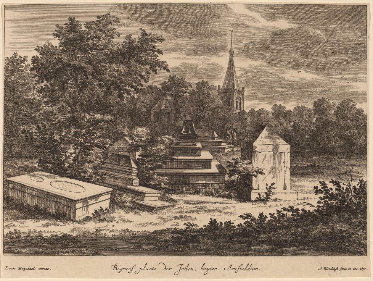 Jüdischer Friedhof außerhalb von Amsterdam von Abraham Blooteling after Jacob van Ruisdael