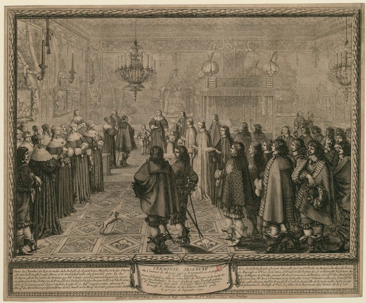 Zeremonie beim Ehevertrag in Fontainebleau in Anwesenheit ihrer Majestäten zwischen Vladislaus IIII, König von Polen und Schweden [...] von Abraham Bosse