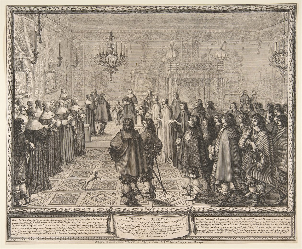 Zeremonie des Ehevertrags zwischen Wladyslaw IV., König von Polen, und Marie Louise (1645) von Abraham Bosse
