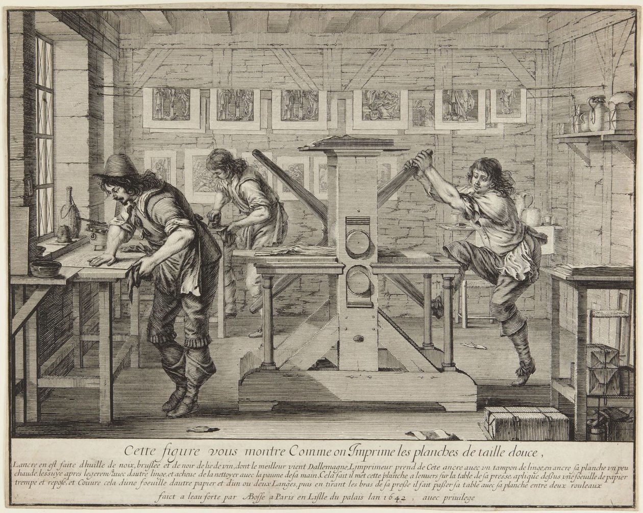 Diese Figur zeigt Ihnen, wie man druckt... von Abraham Bosse