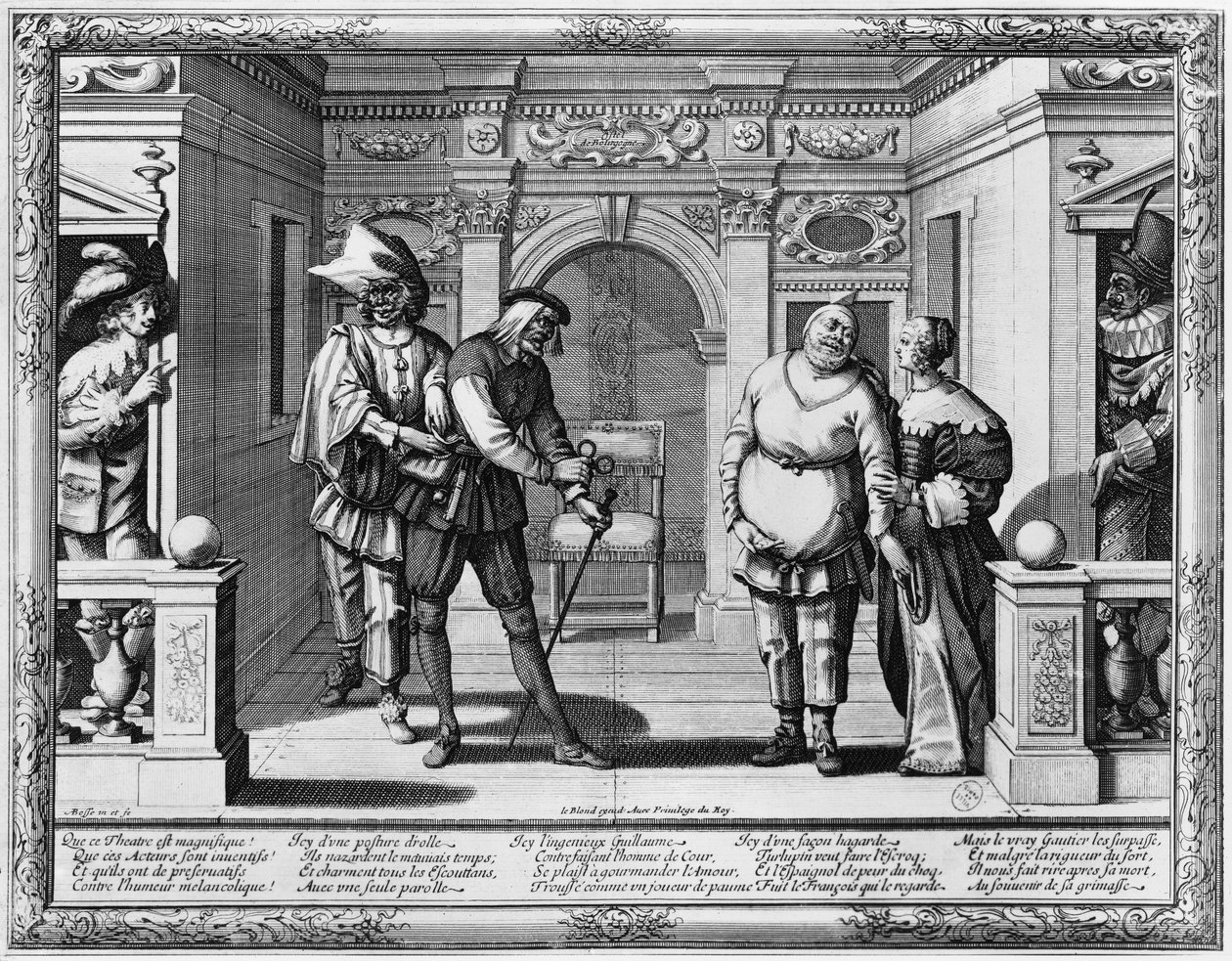 Komödianten im Theater des Hôtel de Bourgogne von Abraham Bosse