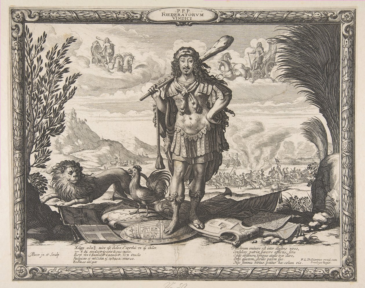 Kriegserklärung an Spanien durch Ludwig XIII: Der König als Herkules, ca. 1635 von Abraham Bosse