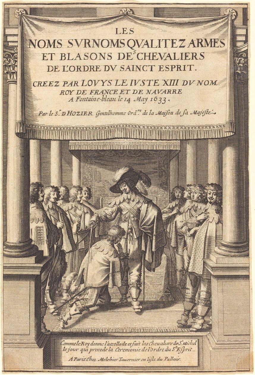Der König verleiht den Ritterschlag und schafft Ritter von S. Michel, die den Orden des Heiligen Geistes erhalten von Abraham Bosse