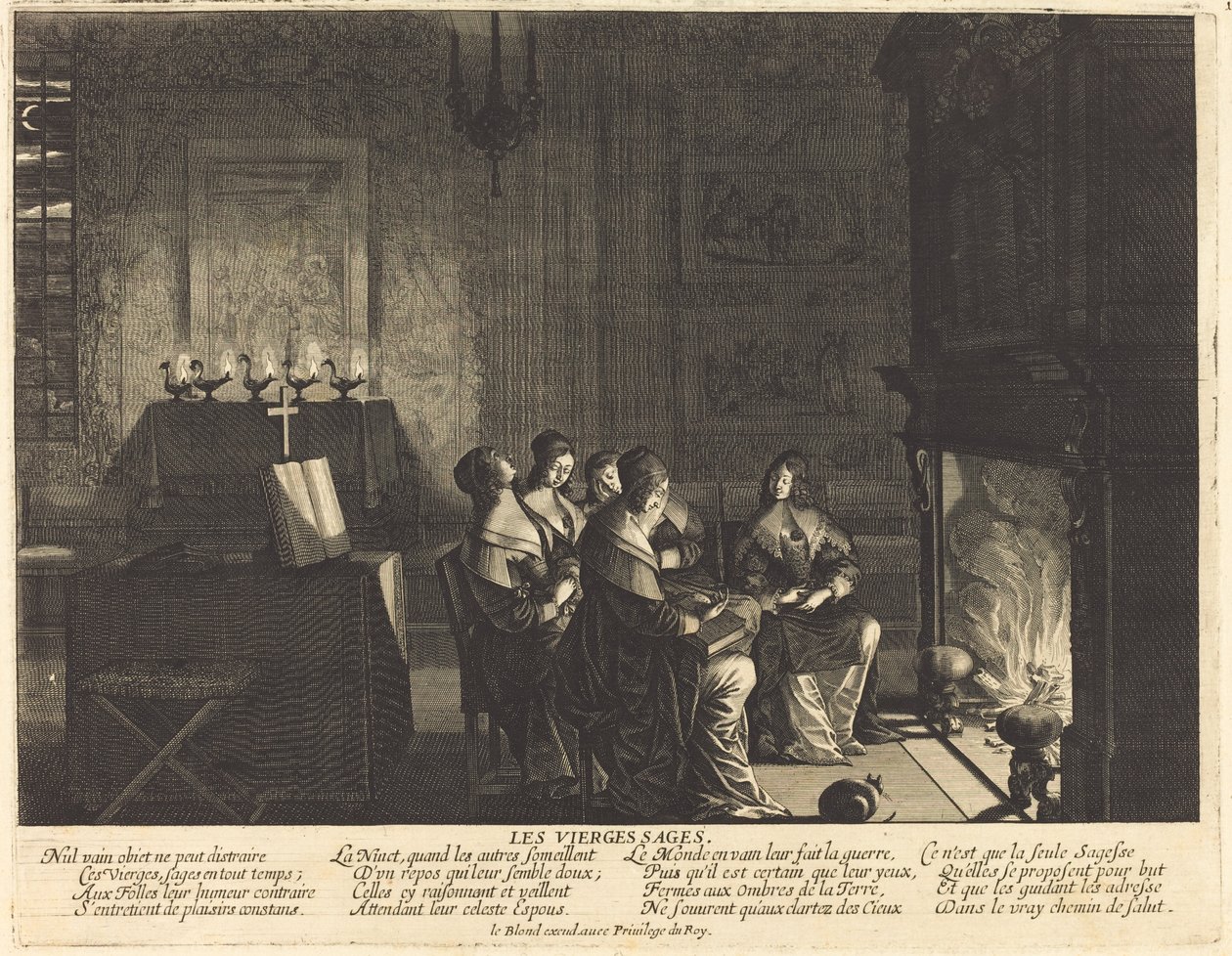 Die klugen Jungfrauen vor dem Feuer von Abraham Bosse