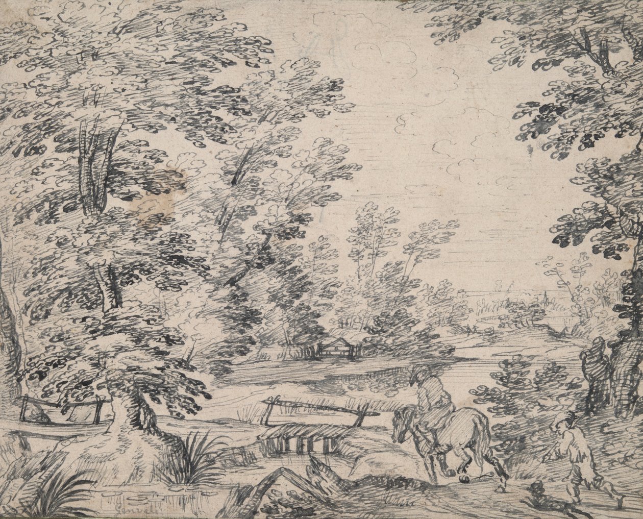Landschaft mit Mann zu Pferd von Abraham Genoels
