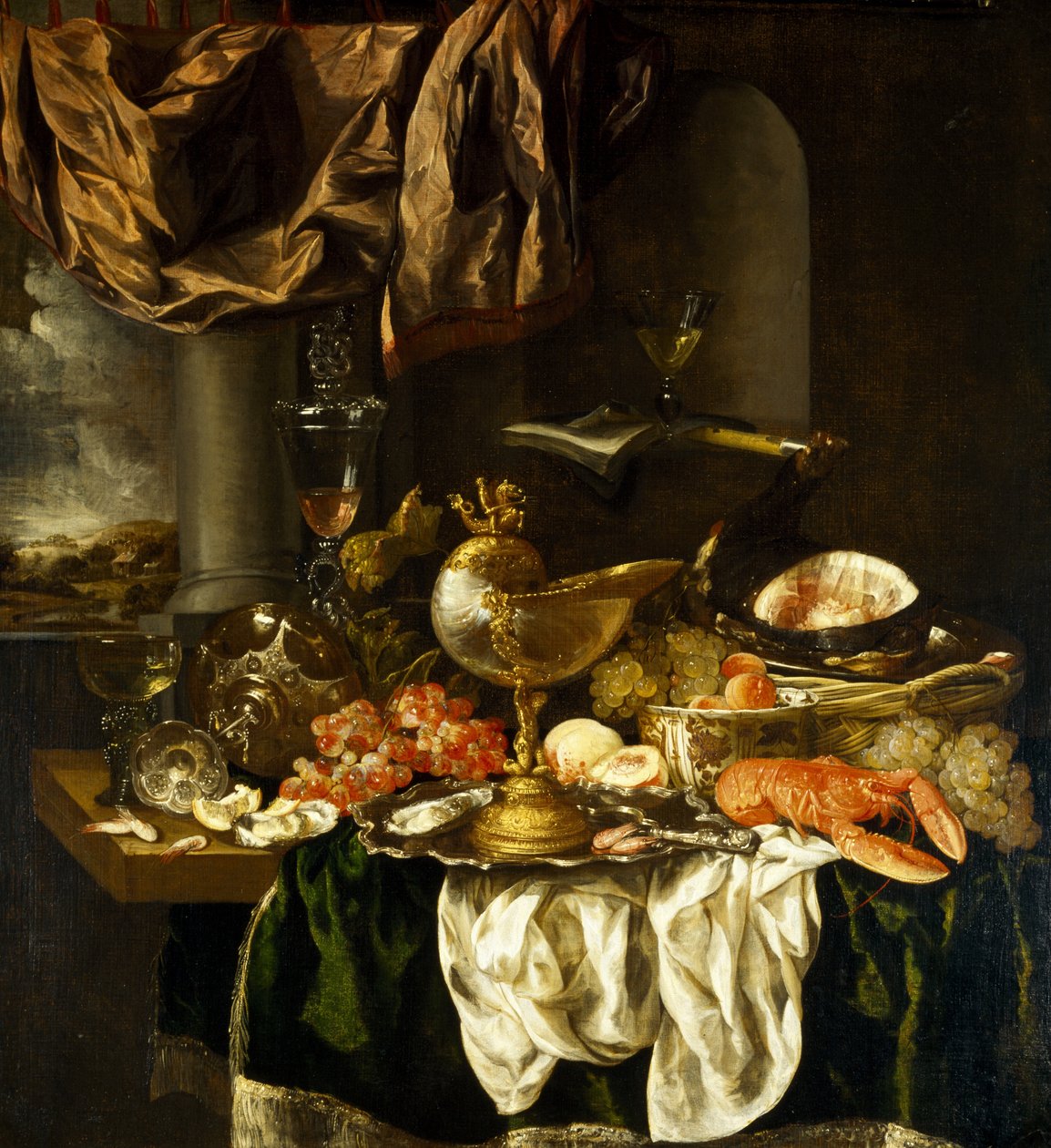 Stillleben mit Landschaft von Abraham Hendricksz van Beyeren