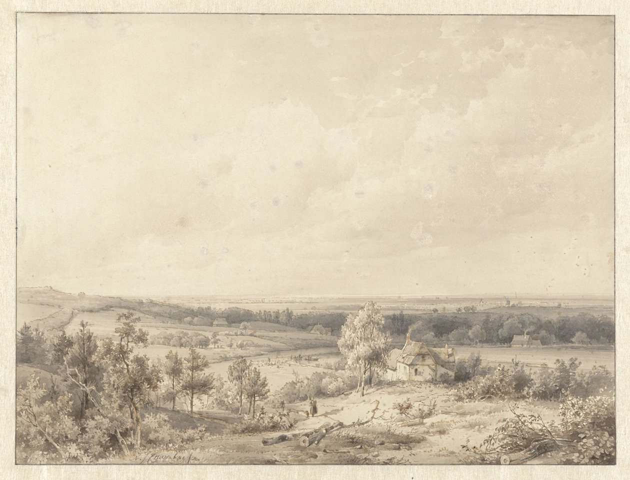 Ansicht Richtung Alkmaar von der Düne in Schoorl von Abraham Johannes Couwenberg