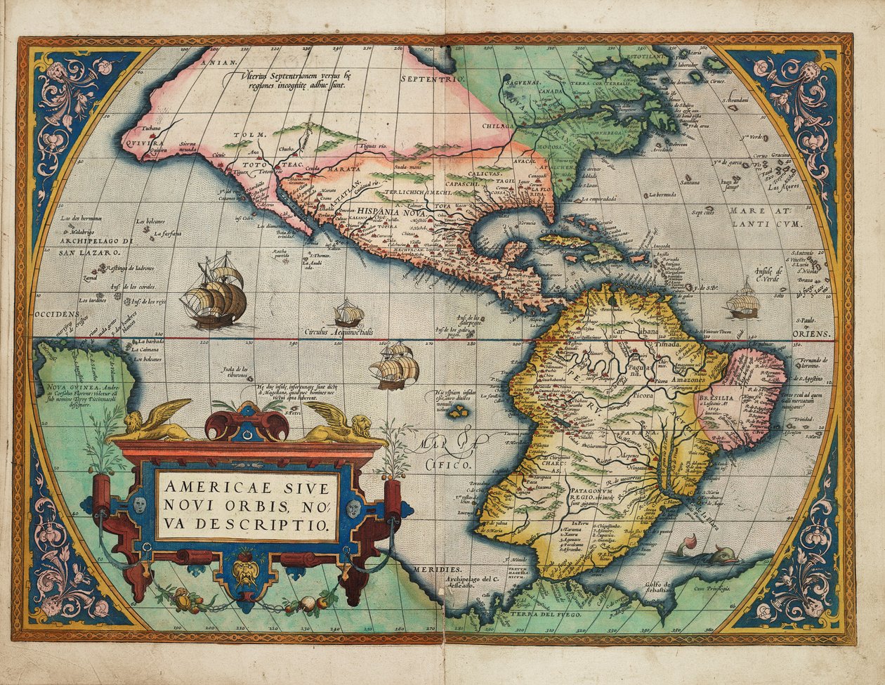 Americae Sive Novi Orbis, Nova Descriptio (Die Amerikas oder die Neue Welt, neu beschrieben) von Abraham Ortelius