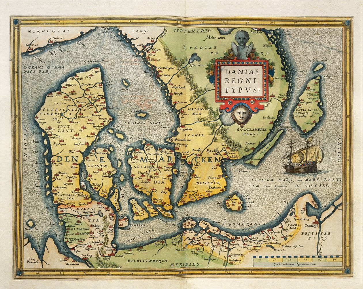 Karte von Dänemark, aus Theatrum Orbis Terrarum von Abraham Ortelius von Abraham Ortelius