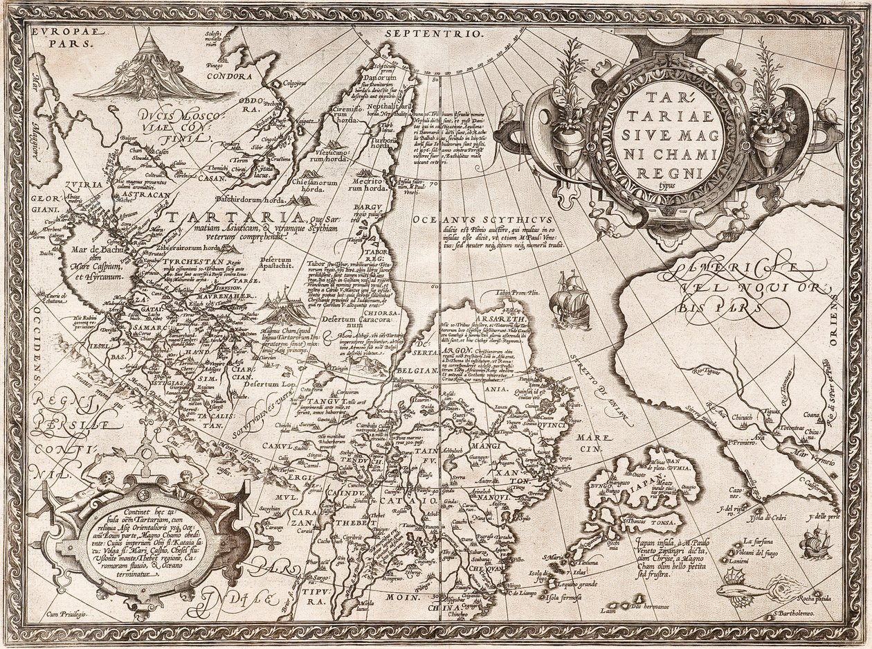 Karte von Russland aus: Theatrum Orbis Terrarum, 1598 von Abraham Ortelius