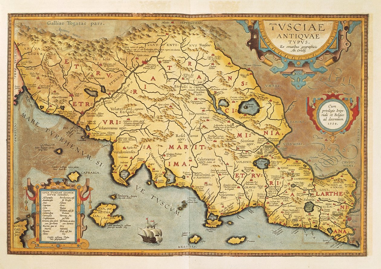 Karte von Tuscia aus Theatrum Orbis Terrarum von Abraham Ortelius von Abraham Ortelius