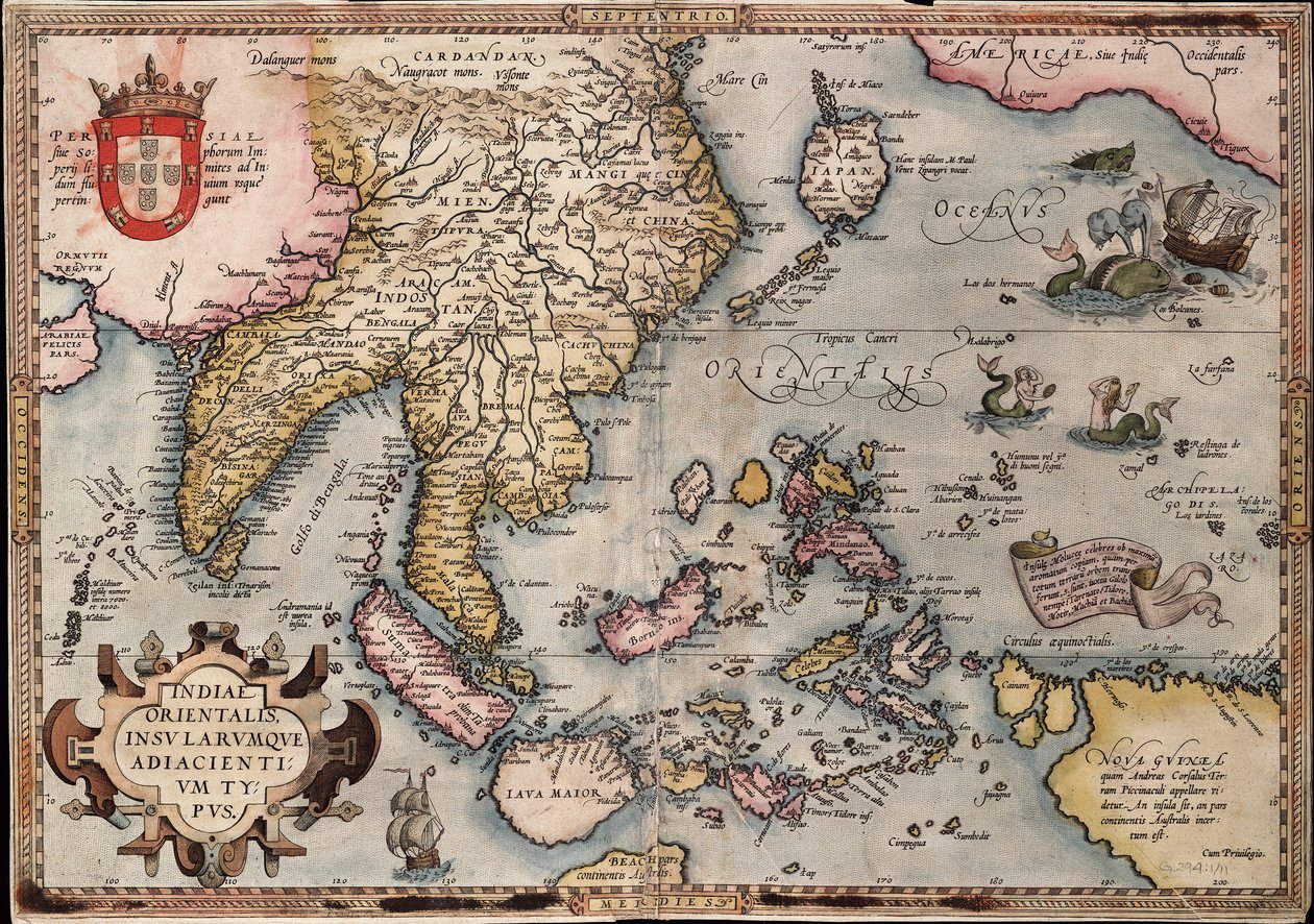Karte der Ostindien von Ortelius, ca. 1570 von Abraham Ortelius