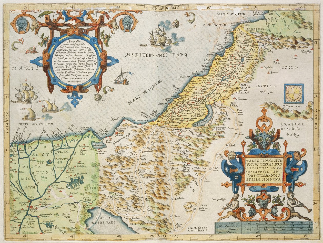 Palästina, von Abraham Ortelius, aus Theatrum Orbis Terrarum, Antwerpen, Platte von Abraham Ortelius