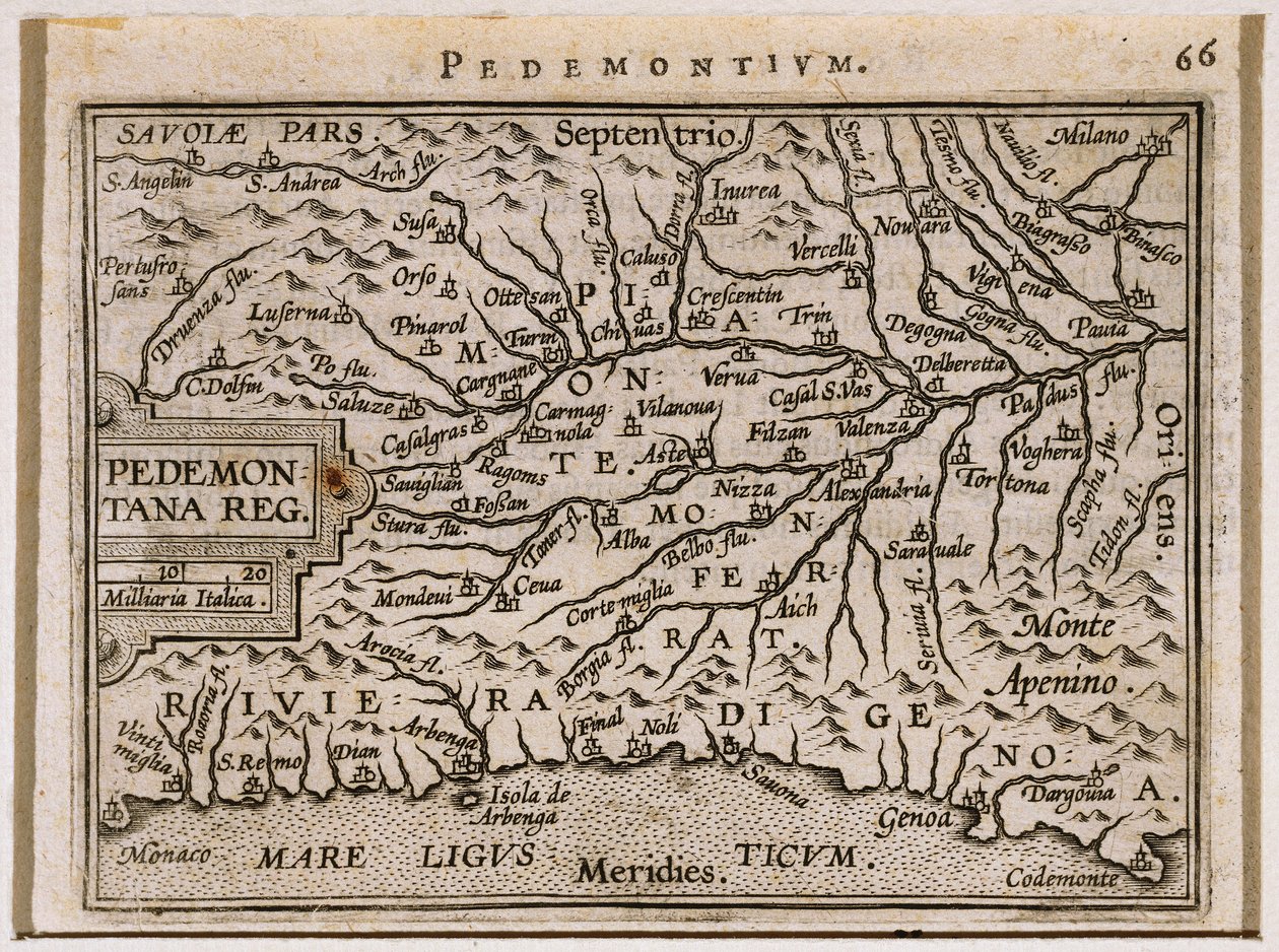 Piemont und Westligurien. Aus Theatrum Orbis Terrarum von Abraham Ortelius von Abraham Ortelius